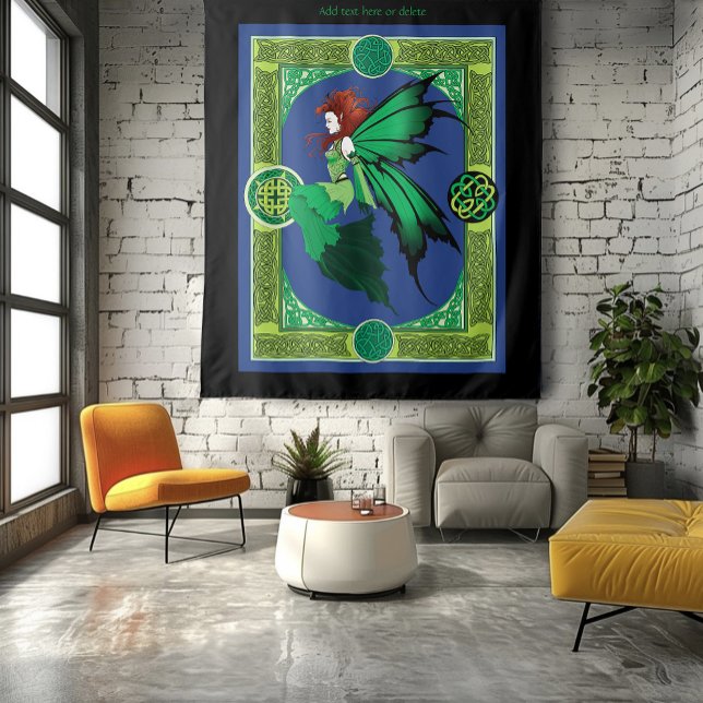 Emerald Celtic Fairy Green Wings Fantasy Tapestry (Creator Uploaded)