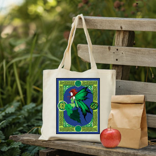 Emerald Celtic Fairy Green Wings Fantasy Tote Bag