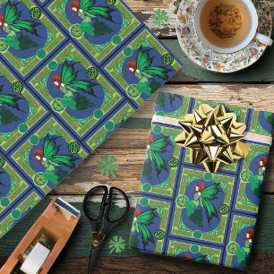 Emerald Celtic Fairy Green Wings Fantasy Wrapping Paper