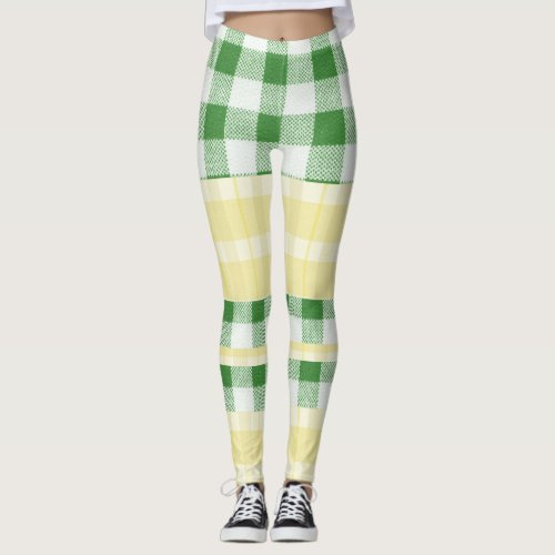 Emerald Checkered Elegance Leggings