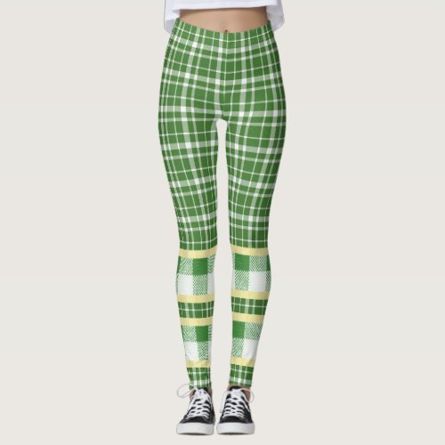 Emerald Checkered Elegance Leggings