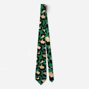 Emerald Cheetah Print Neck Tie