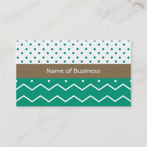Emerald Chevrons and Polka Dots Business Card Templates