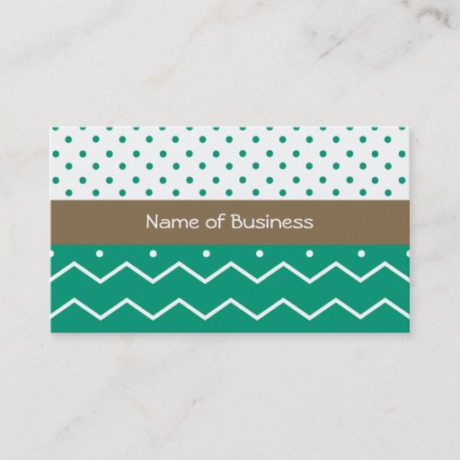 Customizable Emerald Chevrons and Polka Dots Business Card Templates