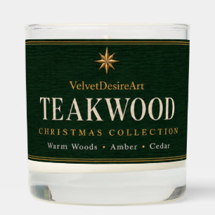 Emerald Christmas Teakwood Candle