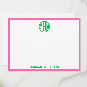 Emerald Circle Monogram Font #5DS DIY BG Hot Pink Thank You Card