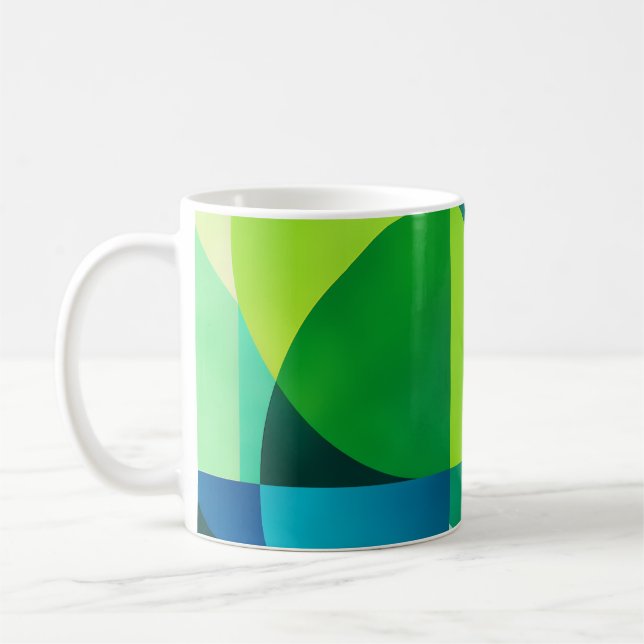 Emerald Citrus Geometric Abstract Coffee Mug (Left)