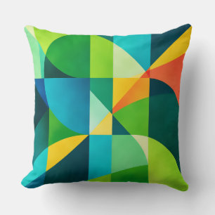 Emerald Citrus Geometric Abstract Throw Pillow