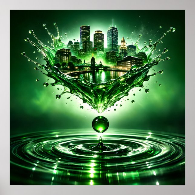 Emerald City Boston Liquid Art Poster (Front)