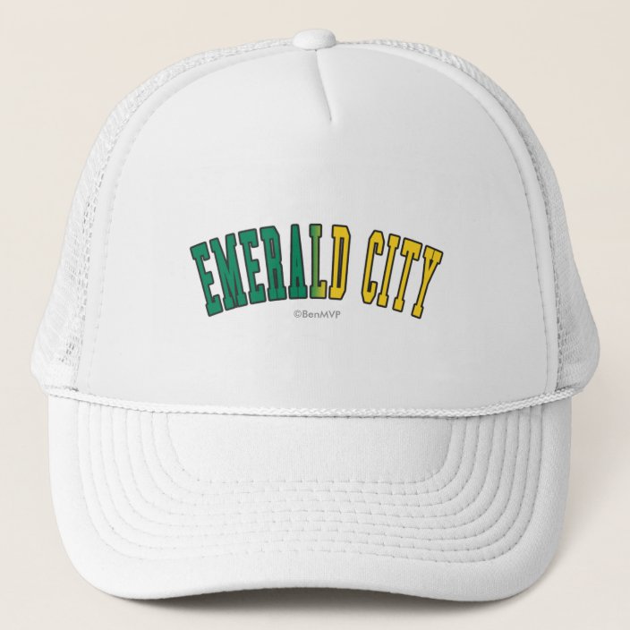 Emerald City in Washington State Flag Colors Mesh Hat