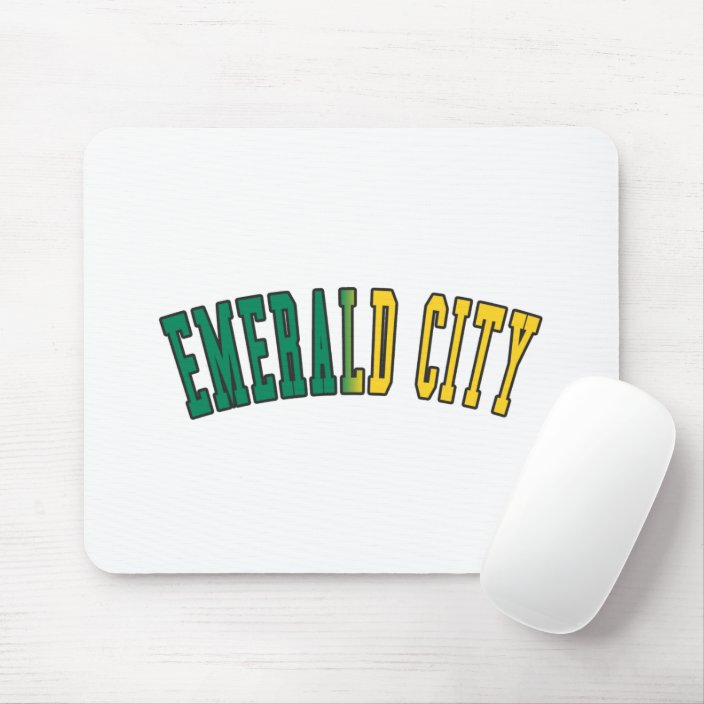 Emerald City in Washington State Flag Colors Mouse Pad
