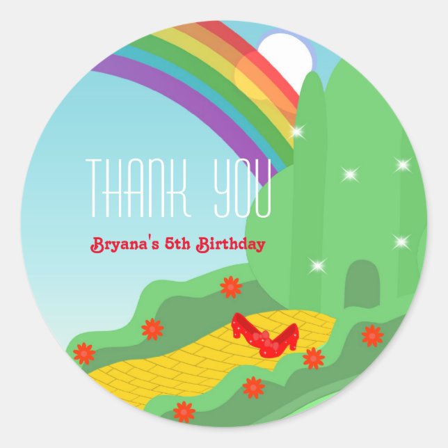Emerald City OZ Birthday Party Stickers (Front)