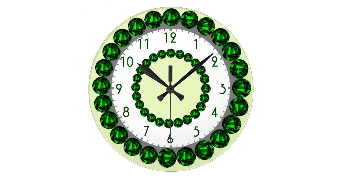 Emerald Clock with Numbers Zazzle
