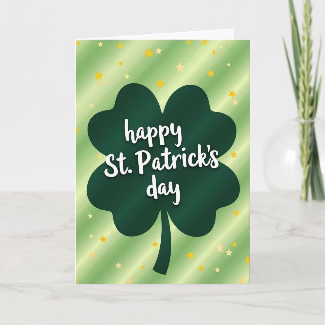 Emerald Clover Glitter Texture Card (Front)