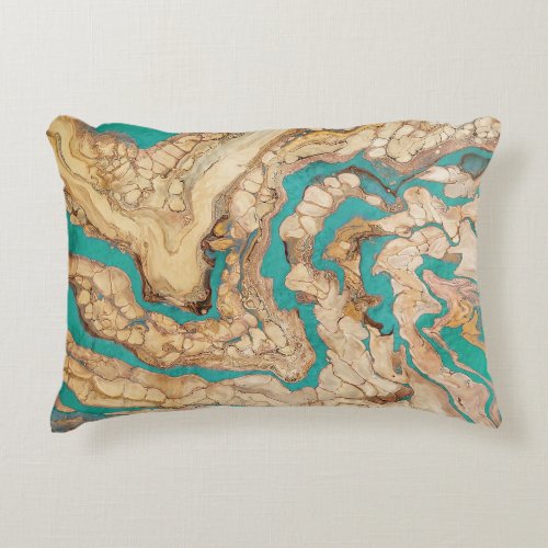 Emerald Coast Abstract Painting Accent Pillow