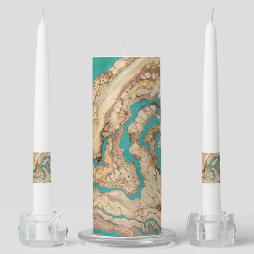 Emerald Coast Abstract Painting Unity Candle Set