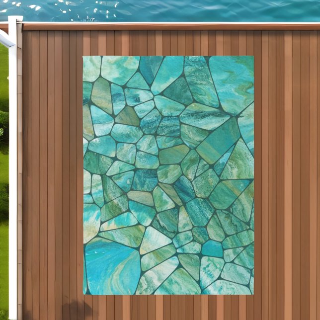 Emerald Coast Marble cells abstract art Outdoor Rug (Insitu (Outdoor 2))
