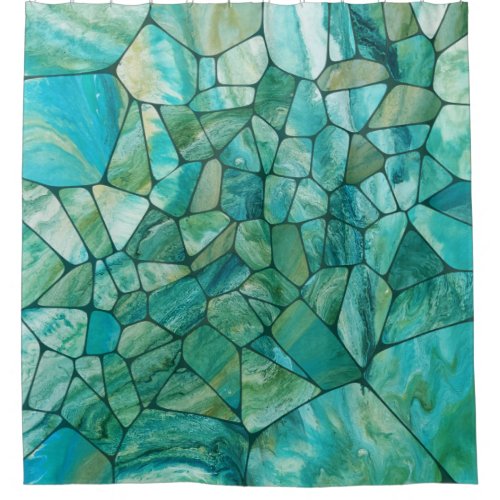 Emerald Coast Marble cells abstract art Shower Curtain