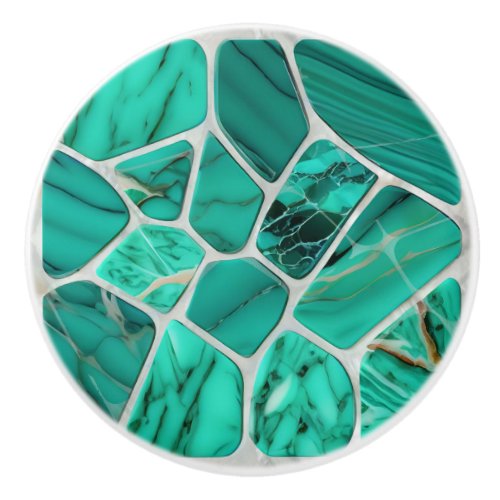 Emerald Coast Marble Mosaic cells abstract art Ceramic Knob