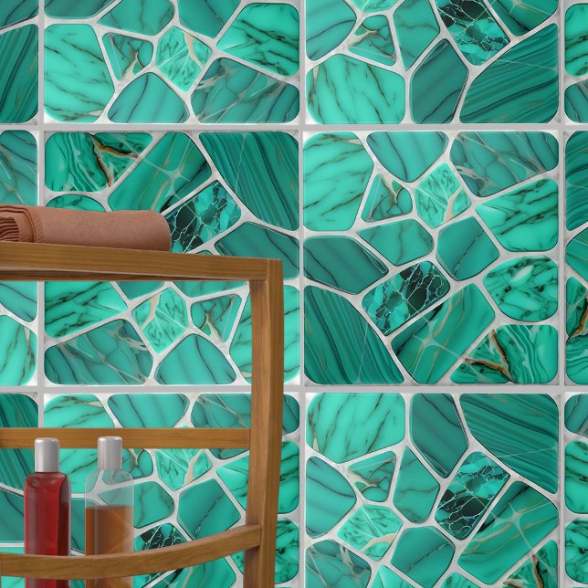 Emerald Coast Marble Mosaic cells abstract art Ceramic Tile (Creator Uploaded)