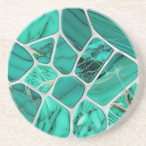 Emerald Coast Marble Mosaic cells abstract art Coaster
