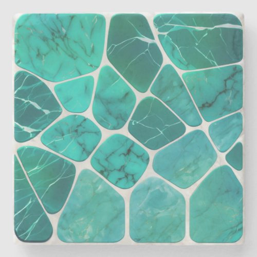 Emerald Coast Marble Mosaic cells abstract art Stone Coaster