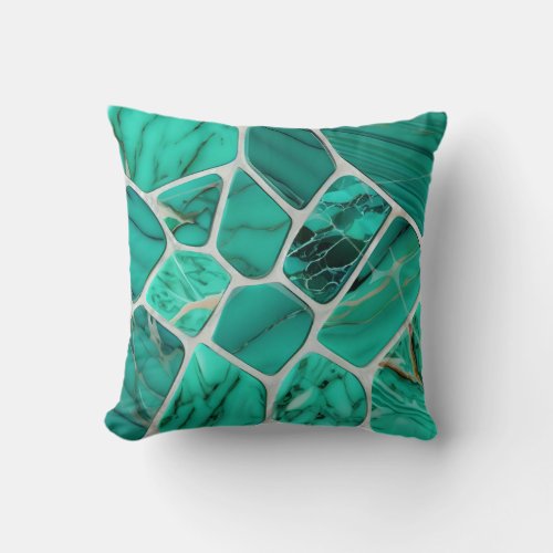 Emerald Coast Marble Mosaic cells abstract art Throw Pillow