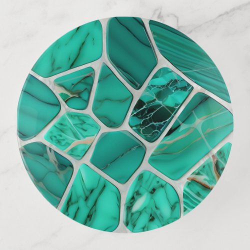 Emerald Coast Marble Mosaic cells abstract art Trinket Tray