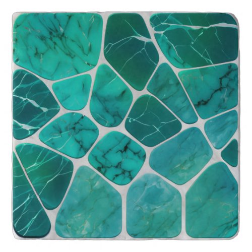 Emerald Coast Marble Mosaic cells abstract art Trivet