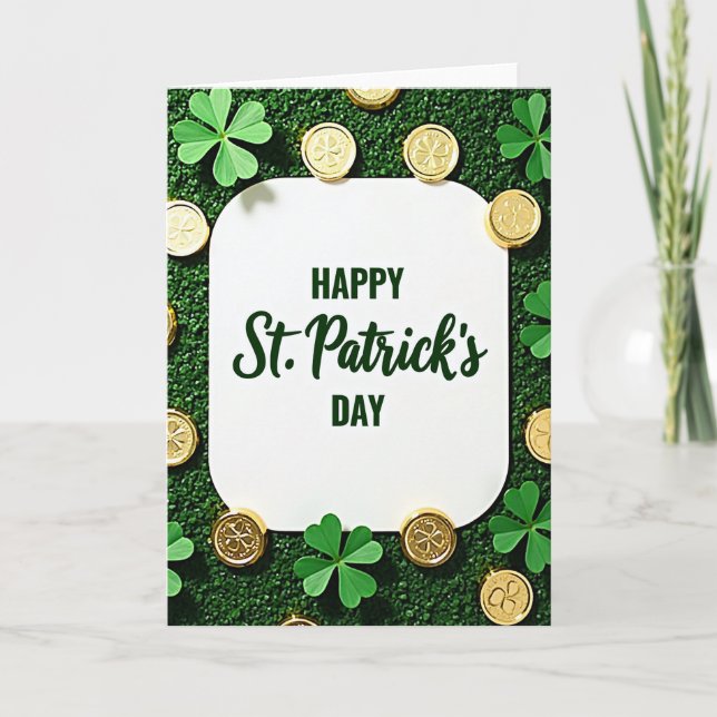 Emerald Coins St Patricks Day Card (Front)