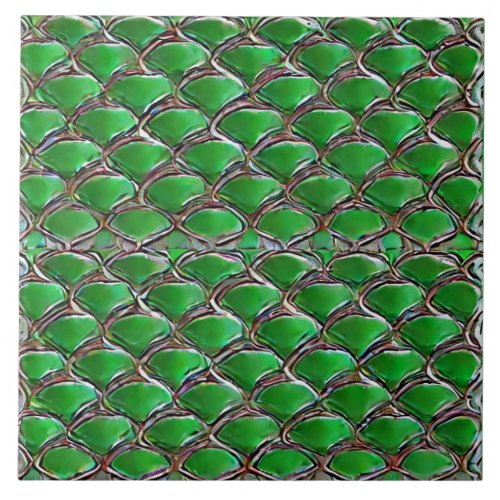 Emerald color dragon skin inspired artsy ceramic tile