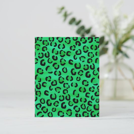 Emerald Color Leopard Print Pattern. (Standing Front)