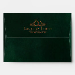 Emerald Copper Calligraphy Minimal Wedding Envelope