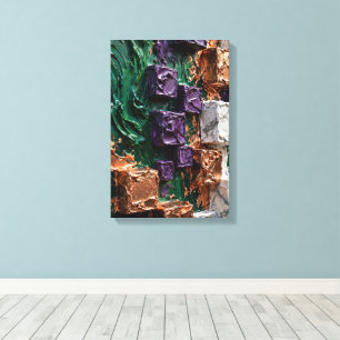Emerald Copper Cubes - Vertical 3D Impasto Abstrac Canvas Print