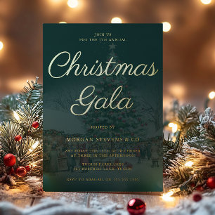 Emerald Corporate Christmas Gala Party Gold Foil Invitation