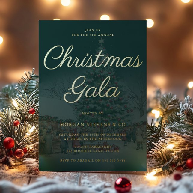 Emerald Corporate Christmas Gala Party Gold Foil Invitation (Creator Uploaded)