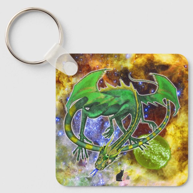 Emerald Cosmic Dragon  Keychain (Front)