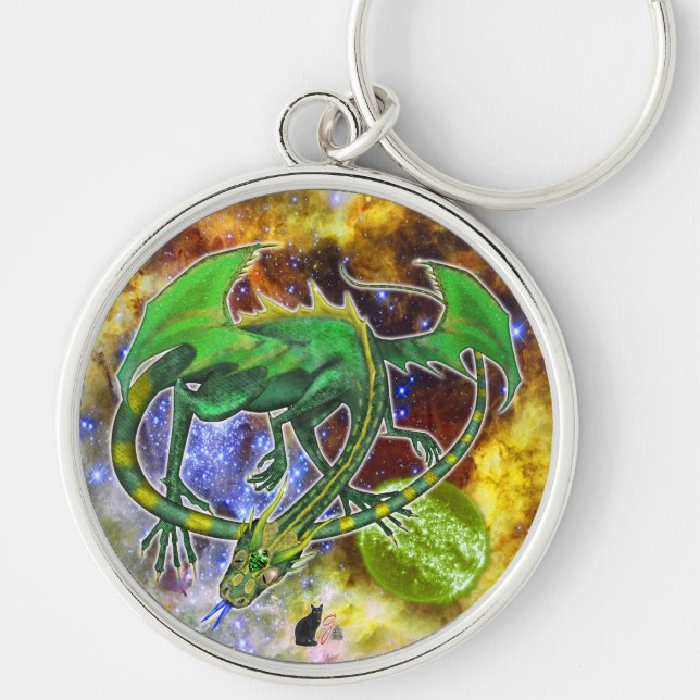 Emerald Cosmic Dragon  Keychain (Front)