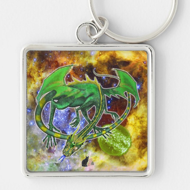 Emerald Cosmic Dragon  Keychain (Front)