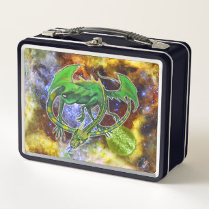 Emerald Cosmic Dragon Metal Lunch Box