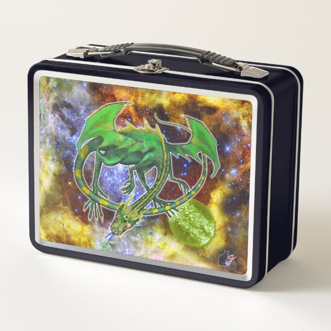 Emerald Cosmic Dragon  Metal Lunch Box (Front)
