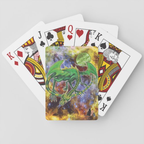 Emerald Cosmic Dragon  Playing Cards