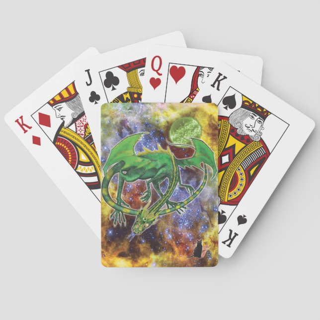 Emerald Cosmic Dragon  Poker Cards (Back)