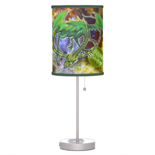 Emerald Cosmic Dragon Table Lamp