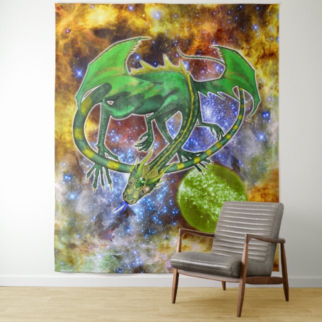 Emerald Cosmic Dragon  Tapestry (In Situ)