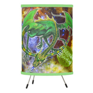 Emerald Cosmic Dragon  Tripod Lamp
