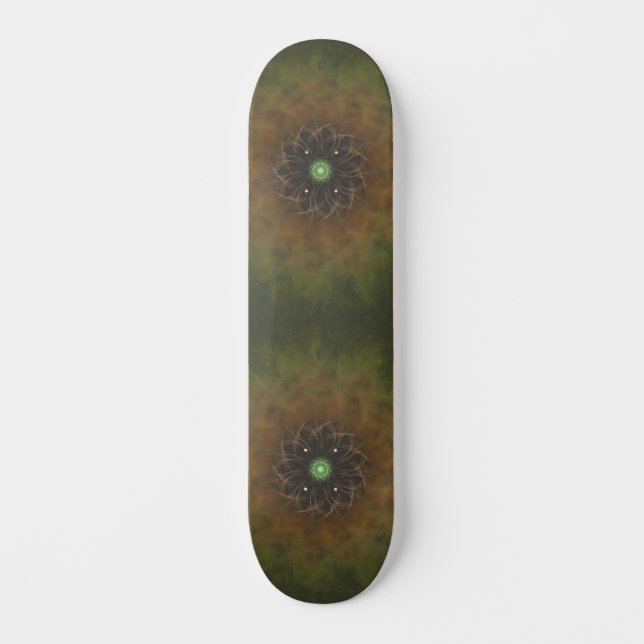 Emerald Cosmic Mandala Burst Skateboard (Front)