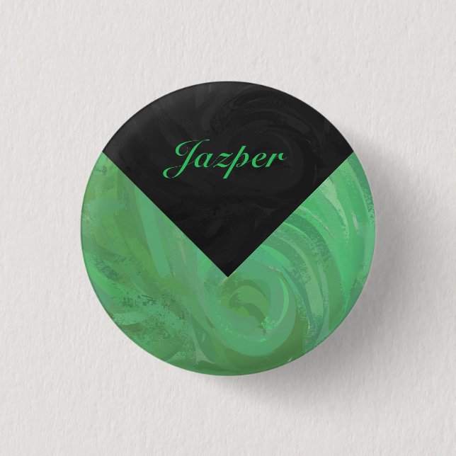 Emerald Cream and Black Monogram Button (Front)