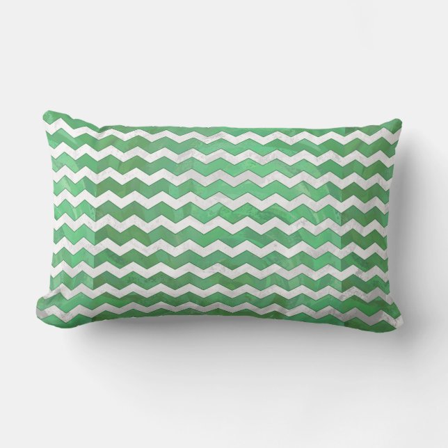 Emerald Cream Chevron Pattern Lumbar Pillow (Front)