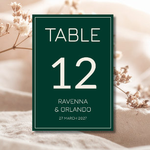 Emerald Cream Old Money Formal Wedding Table Number